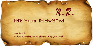 Mátyus Richárd névjegykártya
